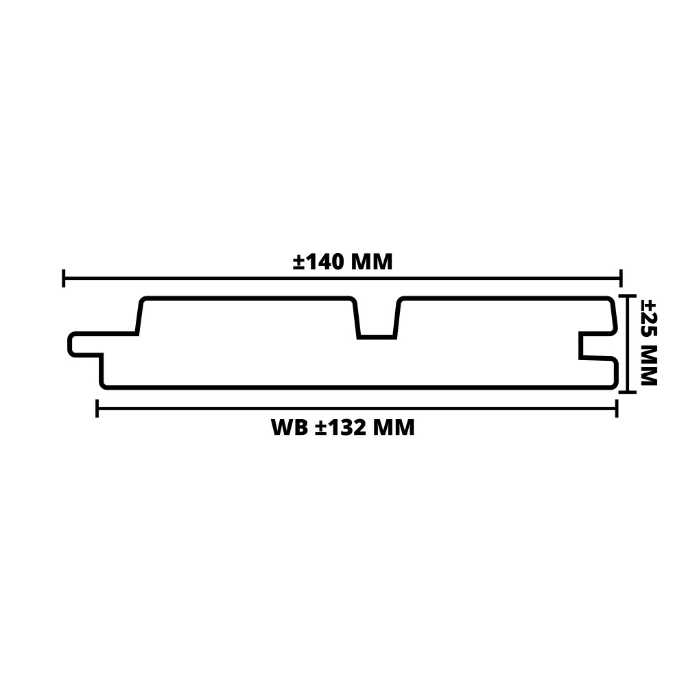 THERMISCH GEMOD. VUREN | DOUBLE RHOMBUS | MES & GROEF | PEFC | 25X140 MM (WB 132 MM) | 210 CM