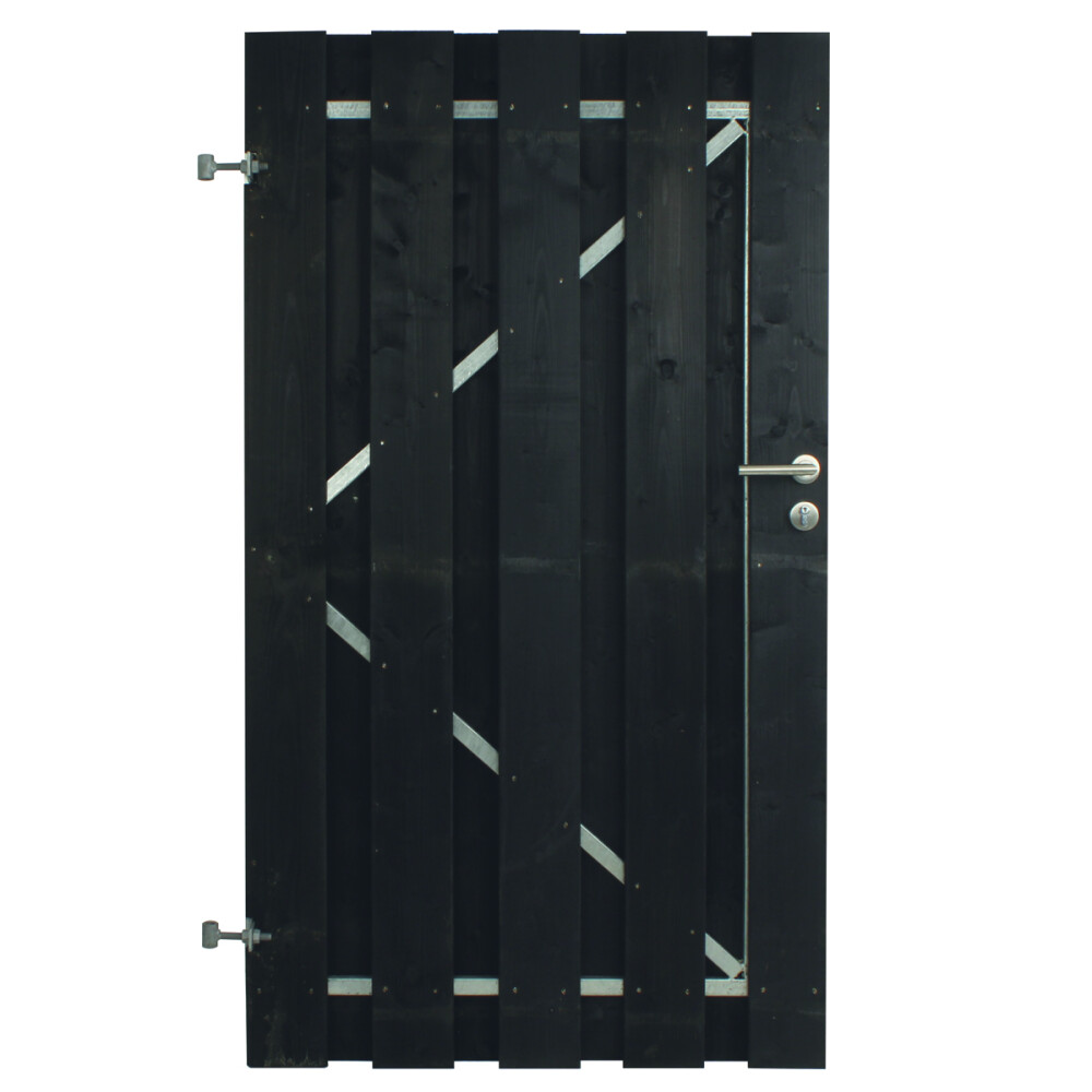 POORTDEUR STALEN FRAME MET SLOT | PEFC | ZWART GEIMPR. 16X140 MM | L-DR | 100X180 CM