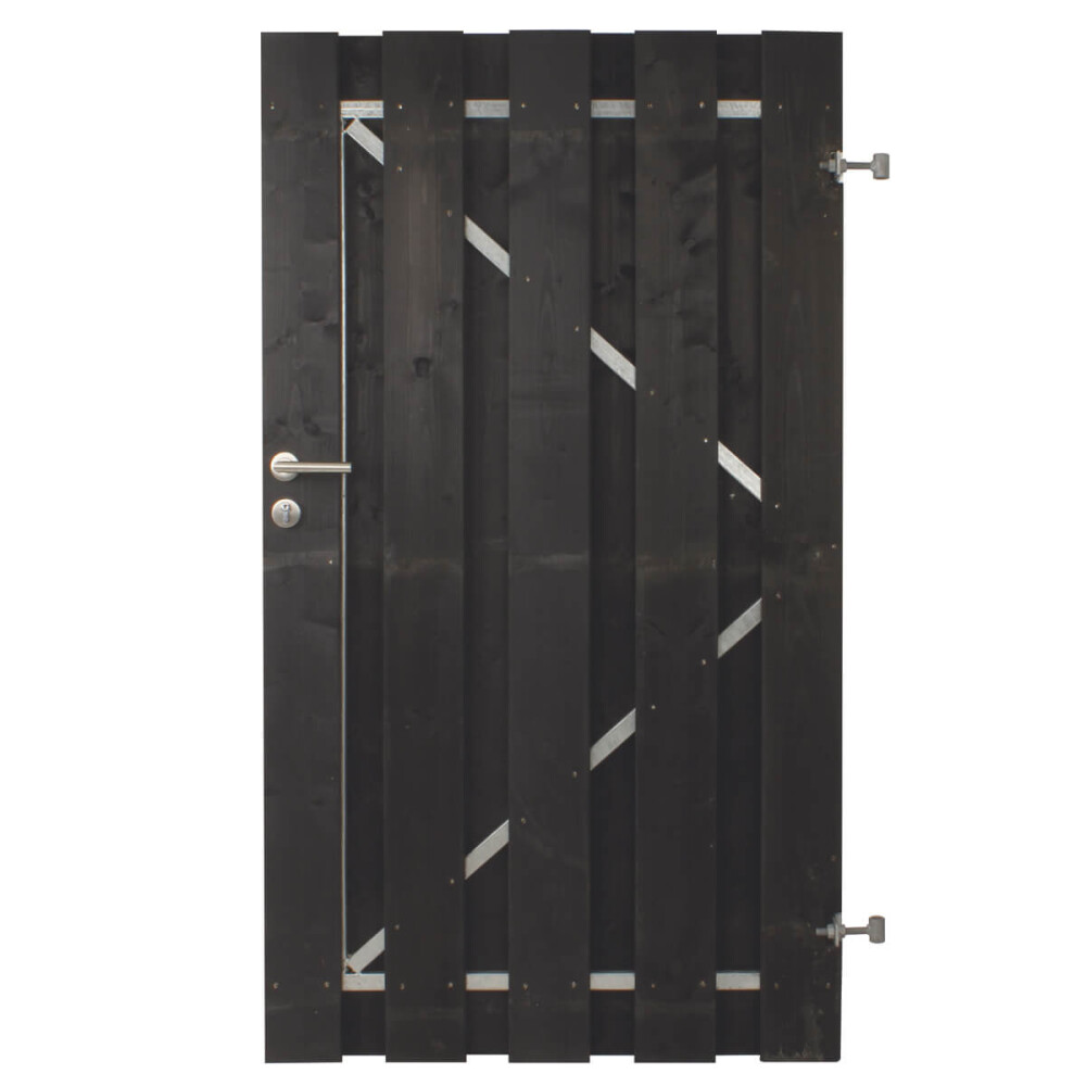 POORTDEUR STALEN FRAME MET SLOT | PEFC | ZWART GEIMPR. 16X140 MM | R-DR | 100X180 CM