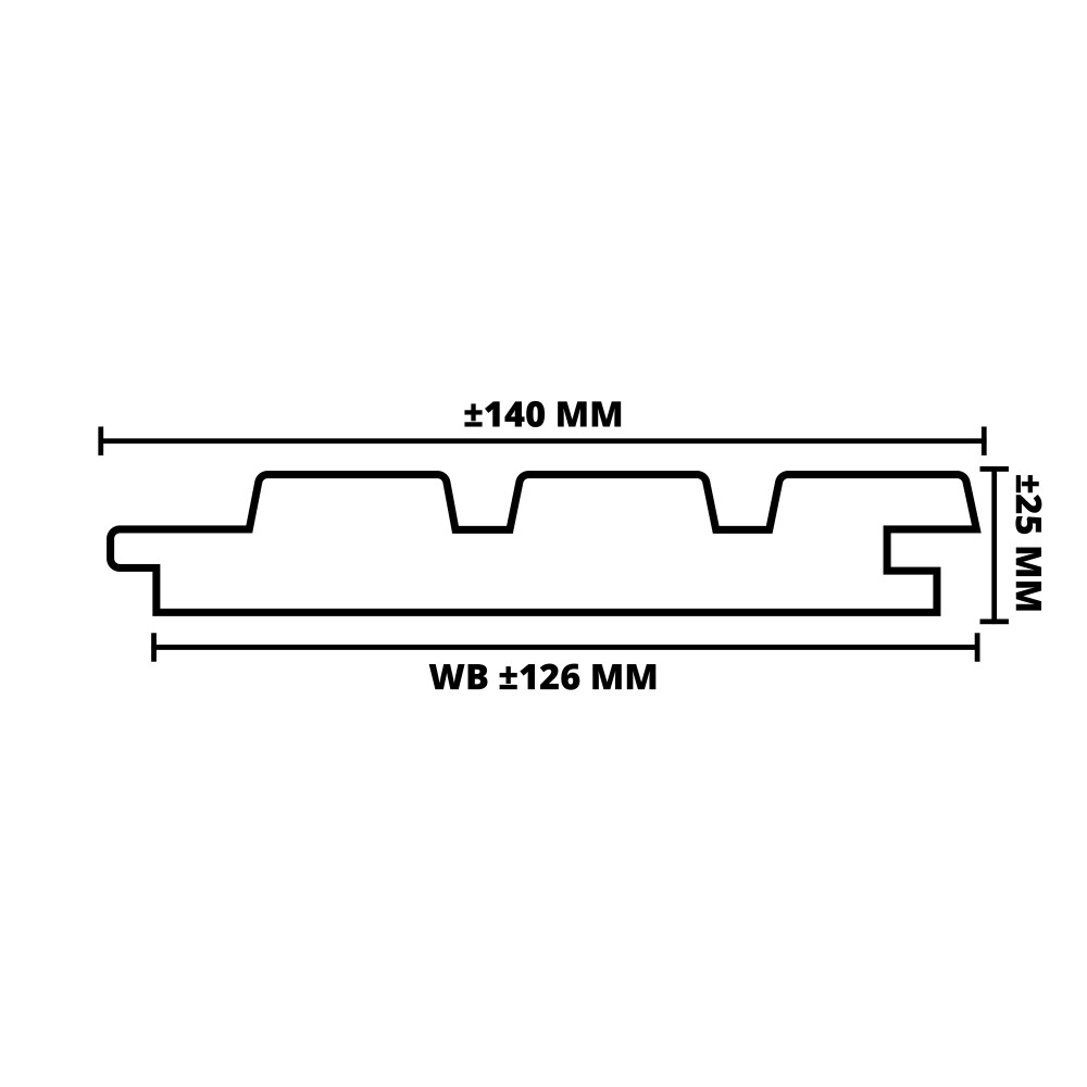 THERMISCH GEMOD. VUREN | TRIPLE RHOMBUS | MES & GROEF | PEFC | 25X140 MM (WB 126 MM)